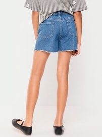 Image number 2 showing, High-Waisted Embroidered Frayed-Hem Jean Shorts for Girls