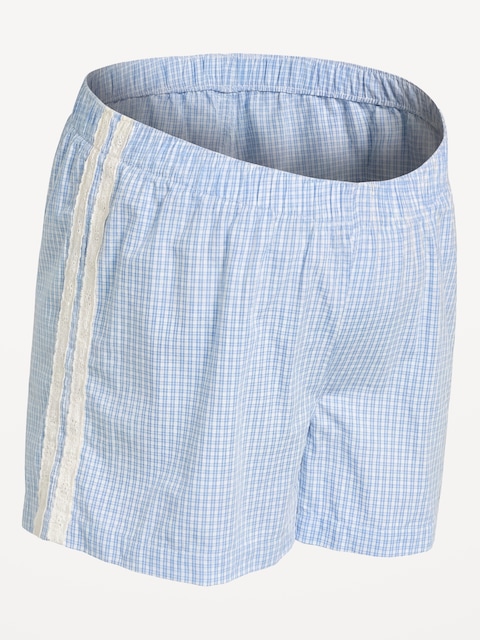 Maternity Poplin Boxer Pajama Shorts