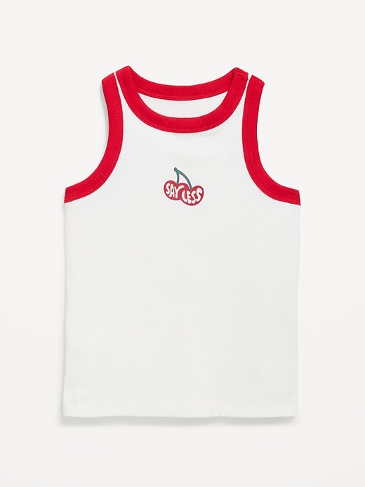 Image number 1 showing, Fitted Ribbed Graphic Tank Top for Girls