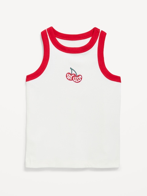 Fitted Ribbed Graphic Tank Top for Girls