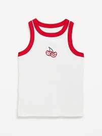 Image number 1 showing, Fitted Ribbed Graphic Tank Top for Girls
