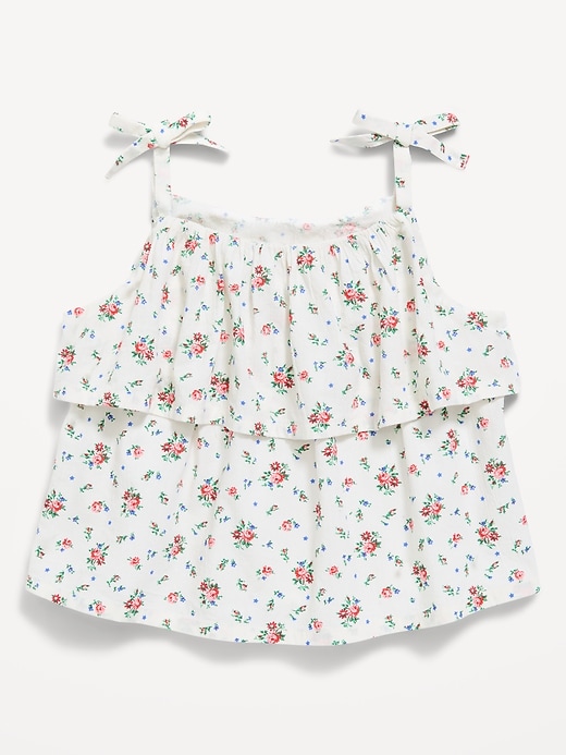 Image number 1 showing, Printed Sleeveless Crinkle Tie-Strap Top for Toddler Girls