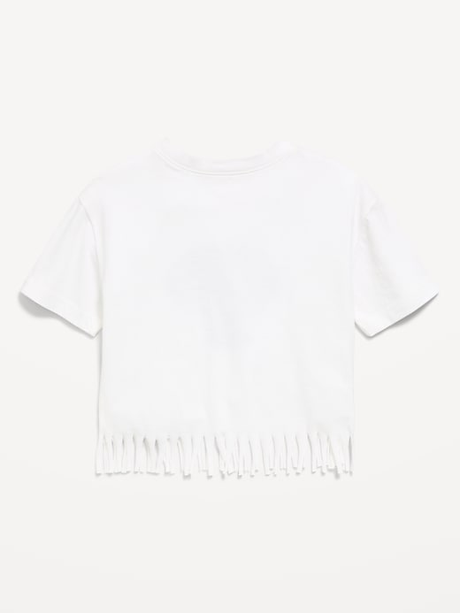 Image number 3 showing, Short-Sleeve Graphic Fringed-Hem T-Shirt for Toddler Girls