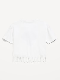 Image number 3 showing, Short-Sleeve Graphic Fringed-Hem T-Shirt for Toddler Girls