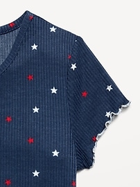 Image number 2 showing, Ribbed Lettuce-Edge Pajama Top and Shorts Set for Girls