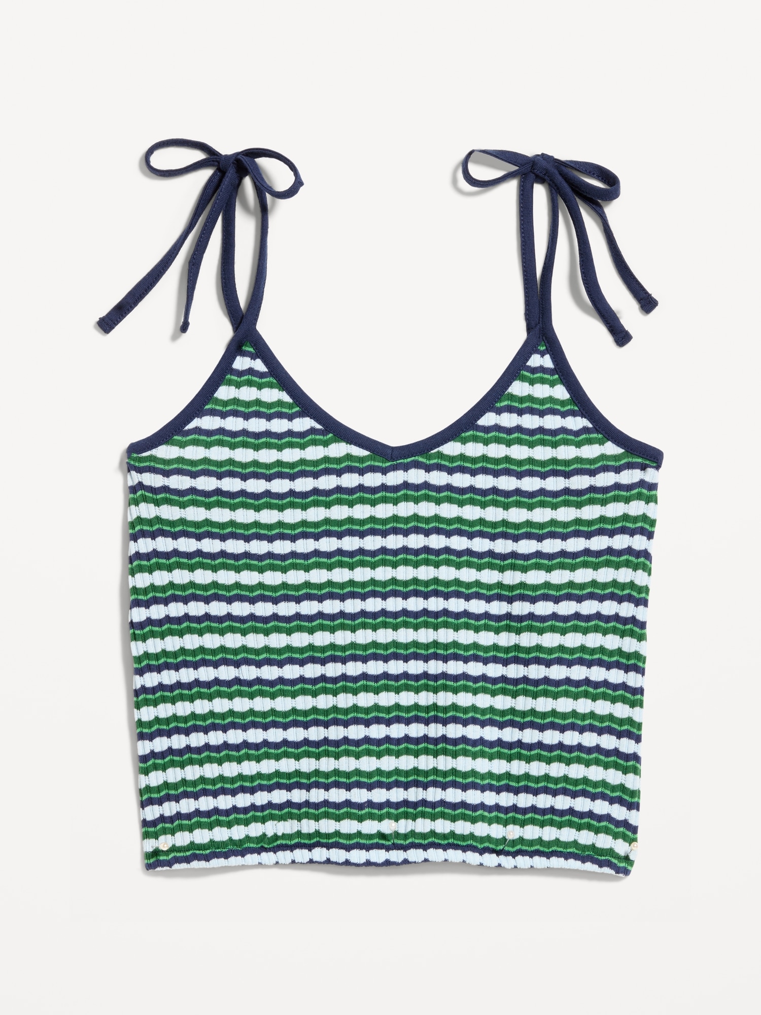 Sleeveless Pointelle Tie-Strap Tank Top