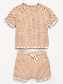 Image number 4 showing, Short-Sleeve Crochet-Knit Top and Shorts Set for Baby