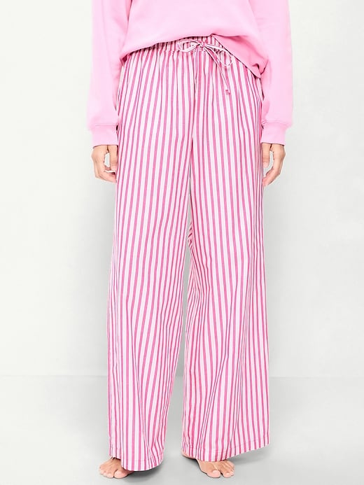 Image number 1 showing, Poplin Wide-Leg Pajama Pants