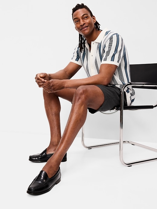 Image number 1 showing, Short-Sleeve Striped Sweater Shirt