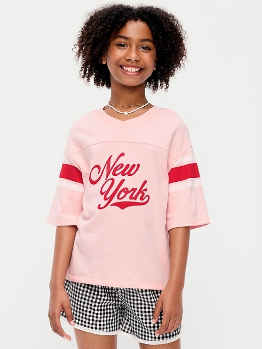 Image number 1 showing, Oversized Football-Style T-Shirt for Girls