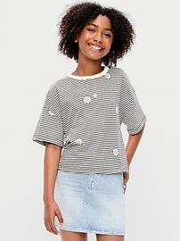 Image number 1 showing, Oversized Short-Sleeve Cropped T-Shirt for Girls