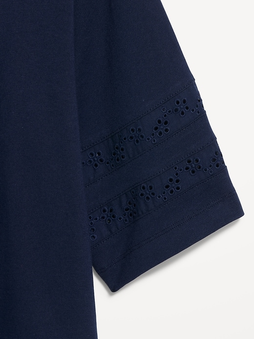 Image number 4 showing, Vintage Crew-Neck Cropped Lace-Trim T-Shirt