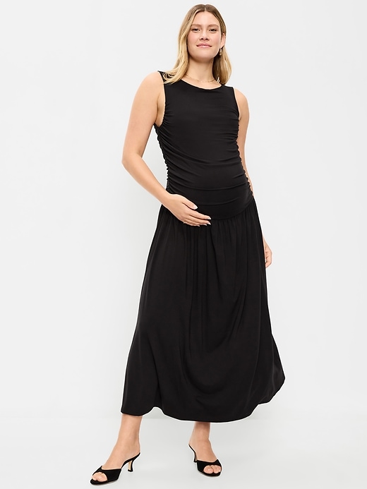 Image number 1 showing, Maternity Drop-Waist Fit & Flare Dress