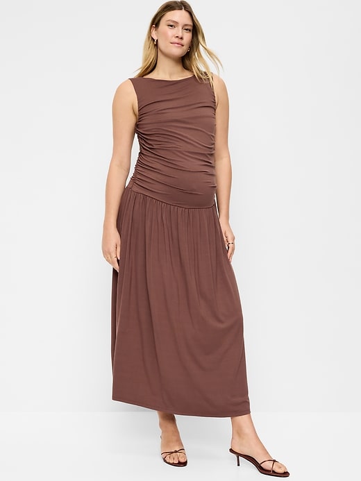 Image number 1 showing, Maternity Drop-Waist Fit & Flare Dress