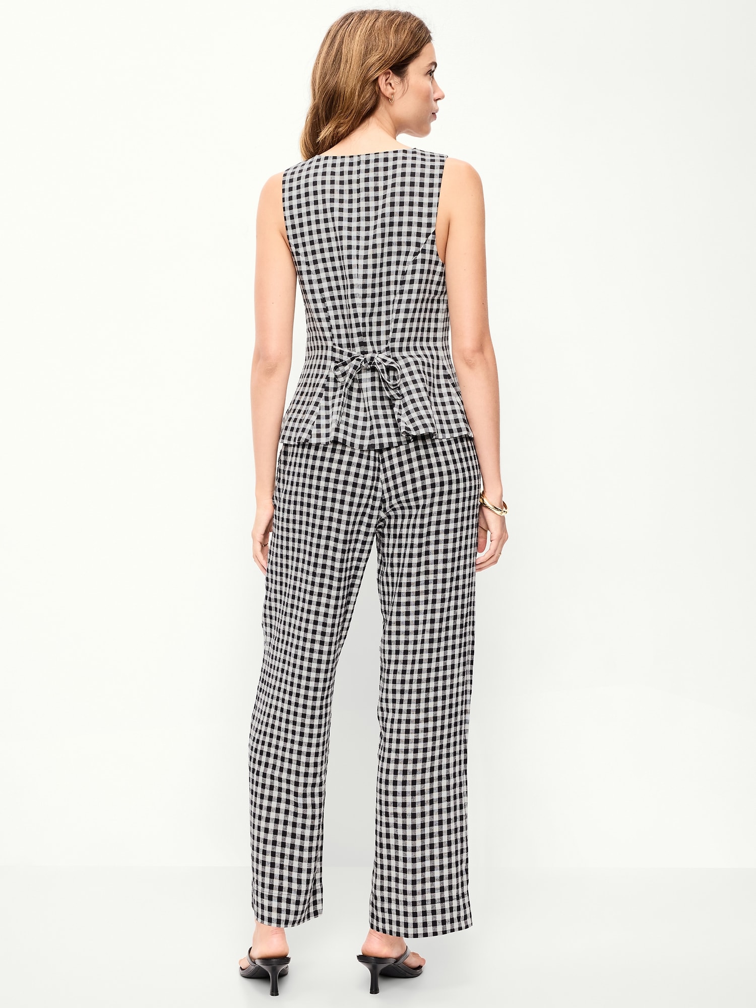 High-Waisted Linen-Blend Straight-Leg Pants