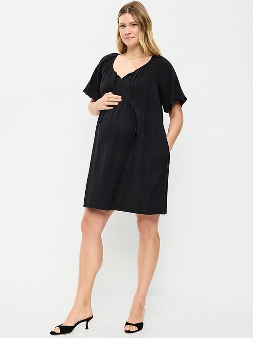 Image number 1 showing, Maternity Flutter-Sleeve Mini Dress