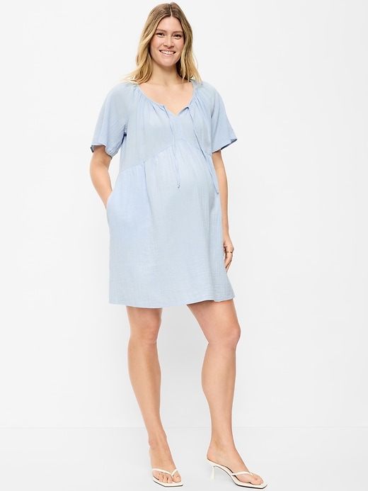 Image number 1 showing, Maternity Flutter-Sleeve Mini Dress