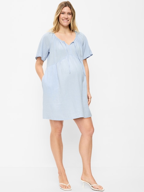 Maternity Flutter-Sleeve Mini Dress