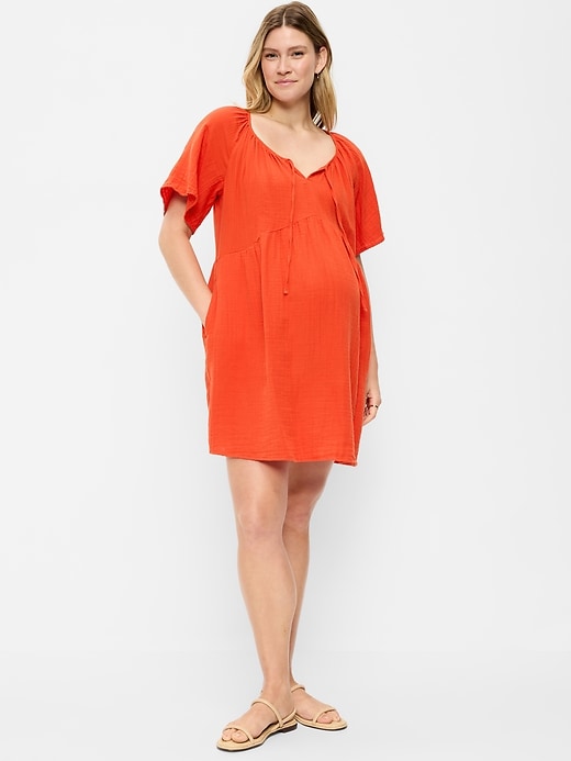 Image number 1 showing, Maternity Flutter-Sleeve Mini Dress