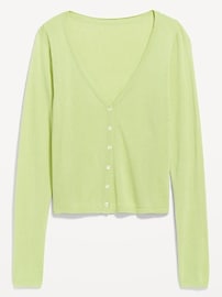 Image number 1 showing, Long-Sleeve Cropped V-Neck Cardigan
