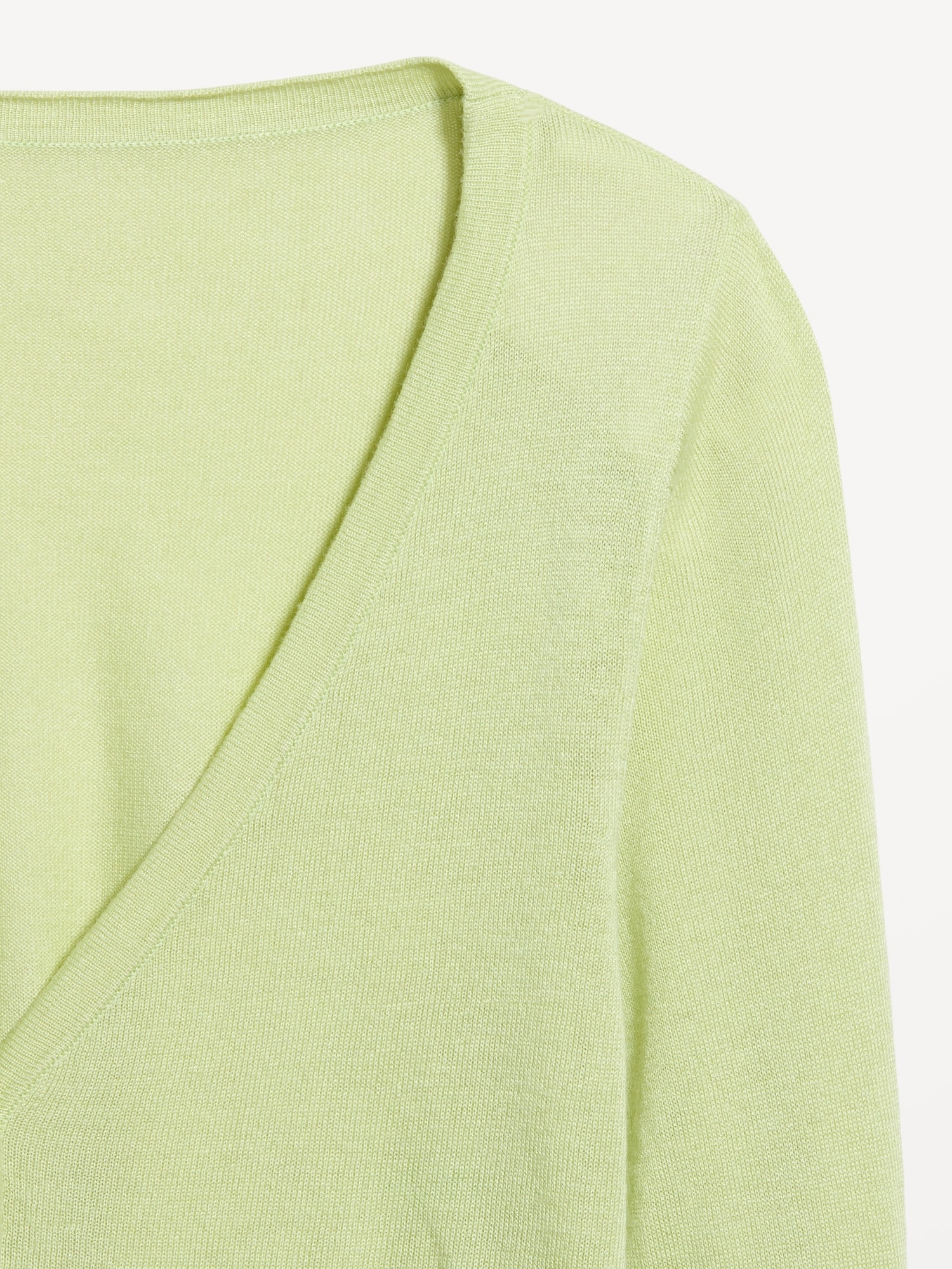 Merino Wool-Blend Sheer Cropped V-Neck Cardigan