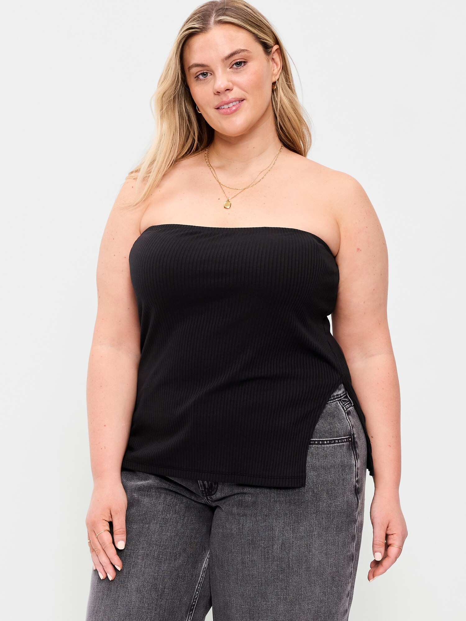 Женский топ Old Navy Asymmetrical Tube Top, цвет: Чёрный — фото 6