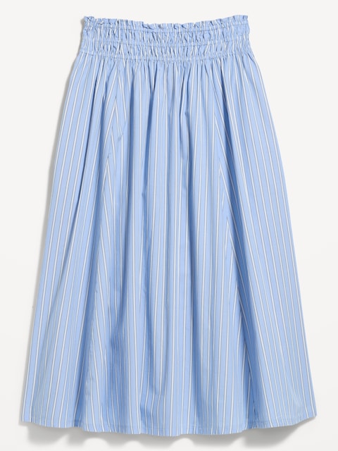 Smocked-Waist Midi Skirt