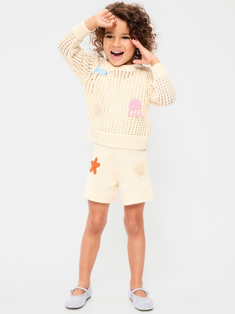 Boxy-Fit Sweater and Shorts Set for Toddler Girls