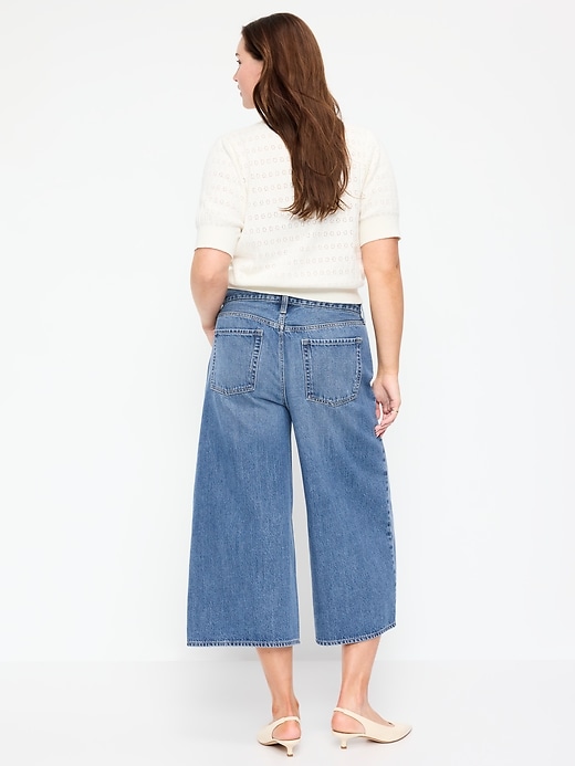 Image number 8 showing, Mid-Rise Baggy Wide-Leg Culotte Jeans