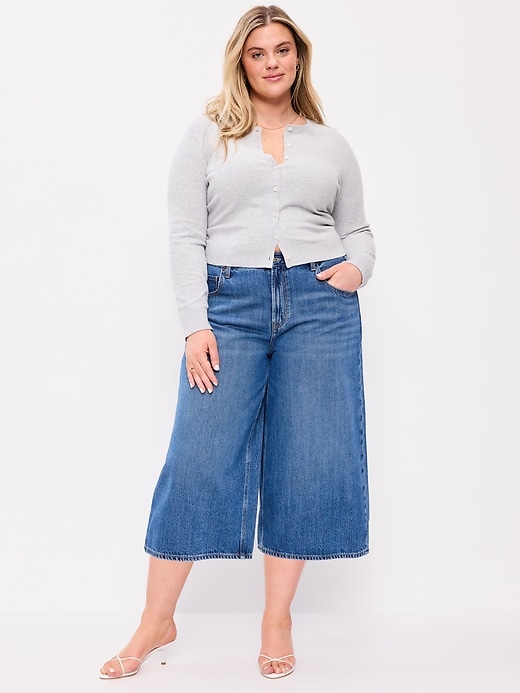 Image number 9 showing, Mid-Rise Baggy Wide-Leg Culotte Jeans