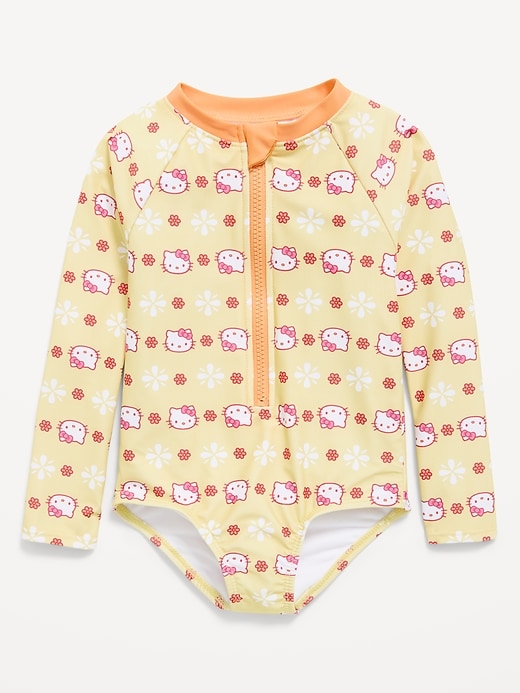 Image number 1 showing, Hello Kitty® Zip-Front Rashguard One-Piece Swimsuit for Toddler Girls