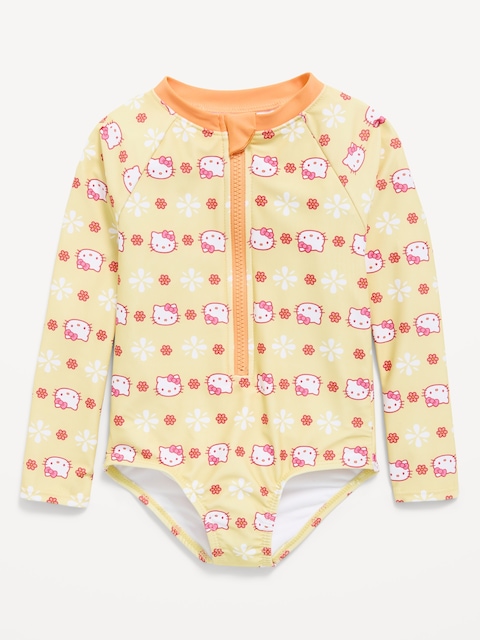 Hello Kitty® Zip-Front Rashguard One-Piece Swimsuit for Toddler Girls