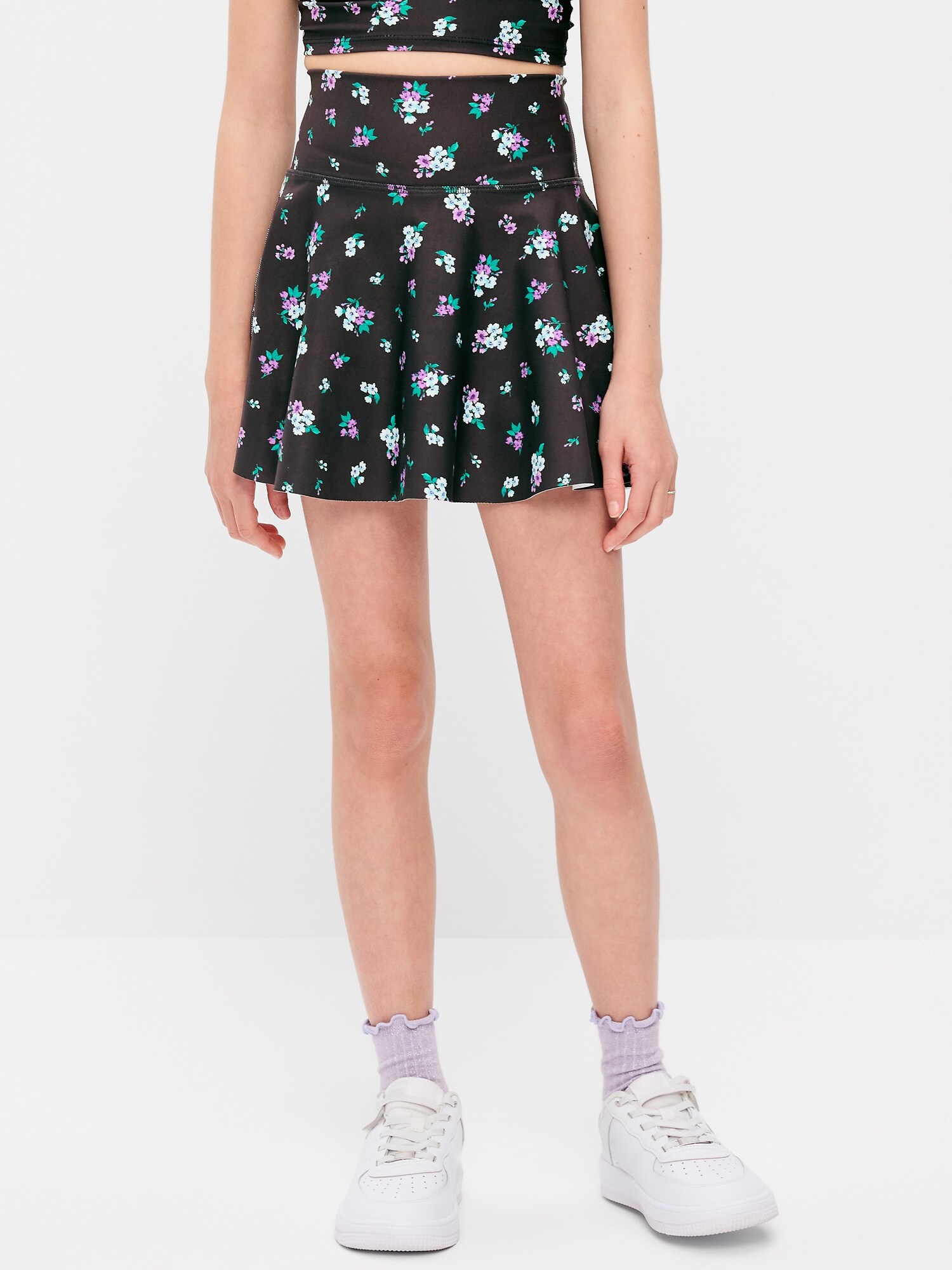 Юбка-шорты Old Navy High-Waisted PowerSoft Skort для девочек, цвет: Чёрный с принтом