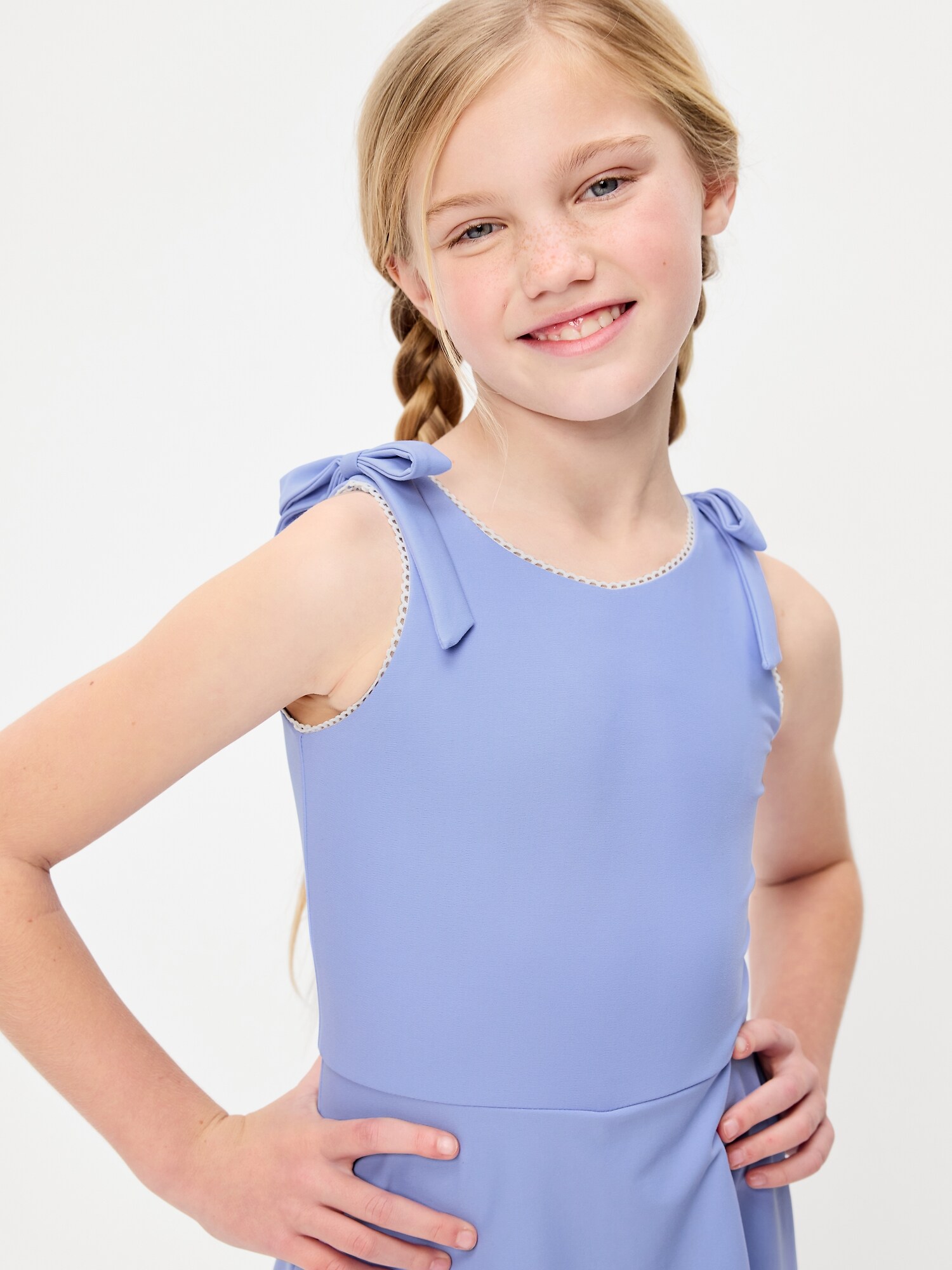 Платье Old Navy PowerSoft Sleeveless Tie-Strap Athletic Dress для девочек, цвет: Flax Flower — фото 3