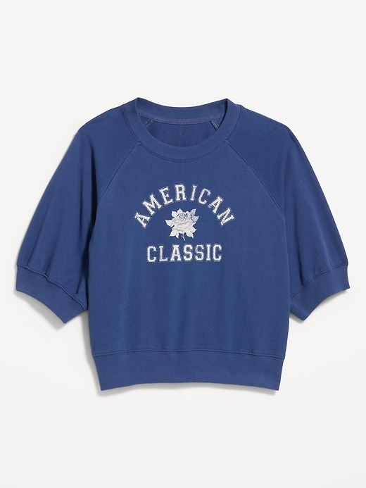 Image number 4 showing, Short-Sleeve Cropped Raglan Sweatshirt