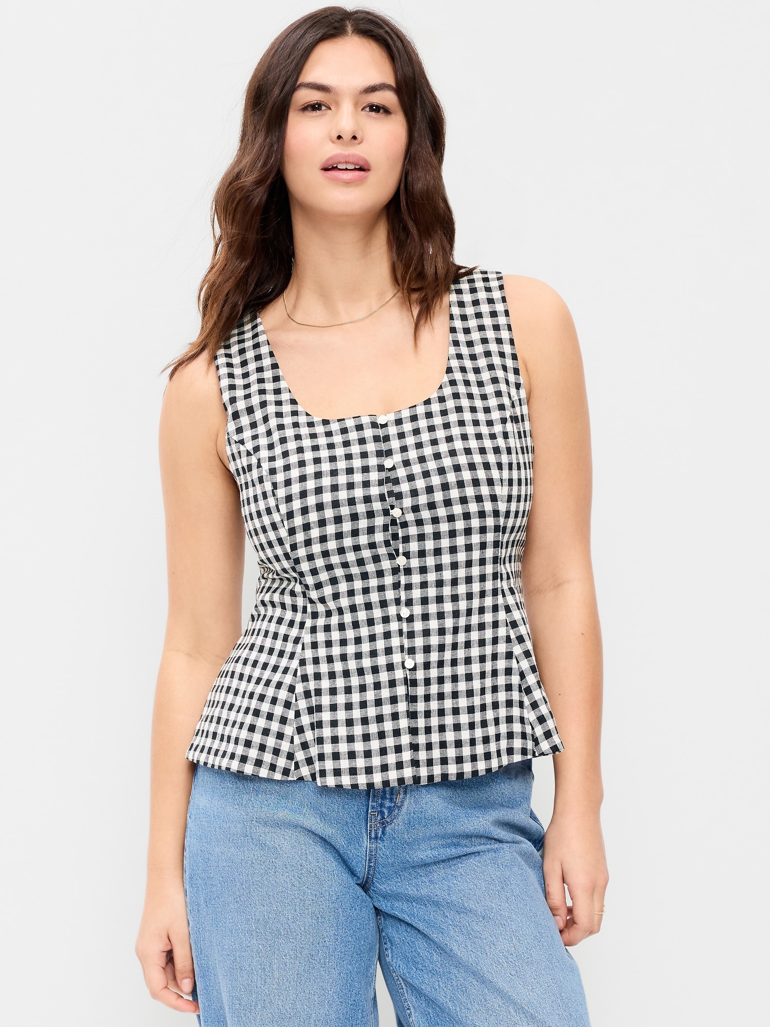 Button-Down Linen Swing Top