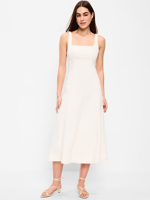 Image number 1 showing, Fit & Flare Sleeveless Denim Midi Dress