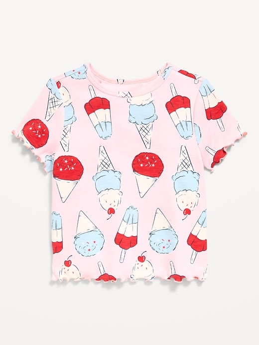 Image number 1 showing, Printed Short-Sleeve Ribbed T-Shirt for Toddler Girls