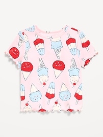 Image number 1 showing, Printed Short-Sleeve Ribbed T-Shirt for Toddler Girls