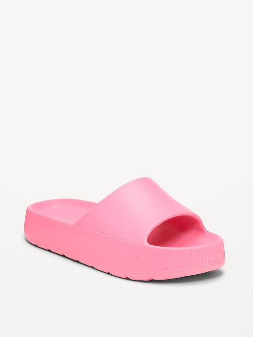 Image number 1 showing, Platform Slide Sandals for Girls (Partially Plant-Based)