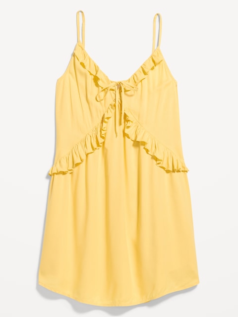 Ruffle-Trim Asymmetrical Mini Dress