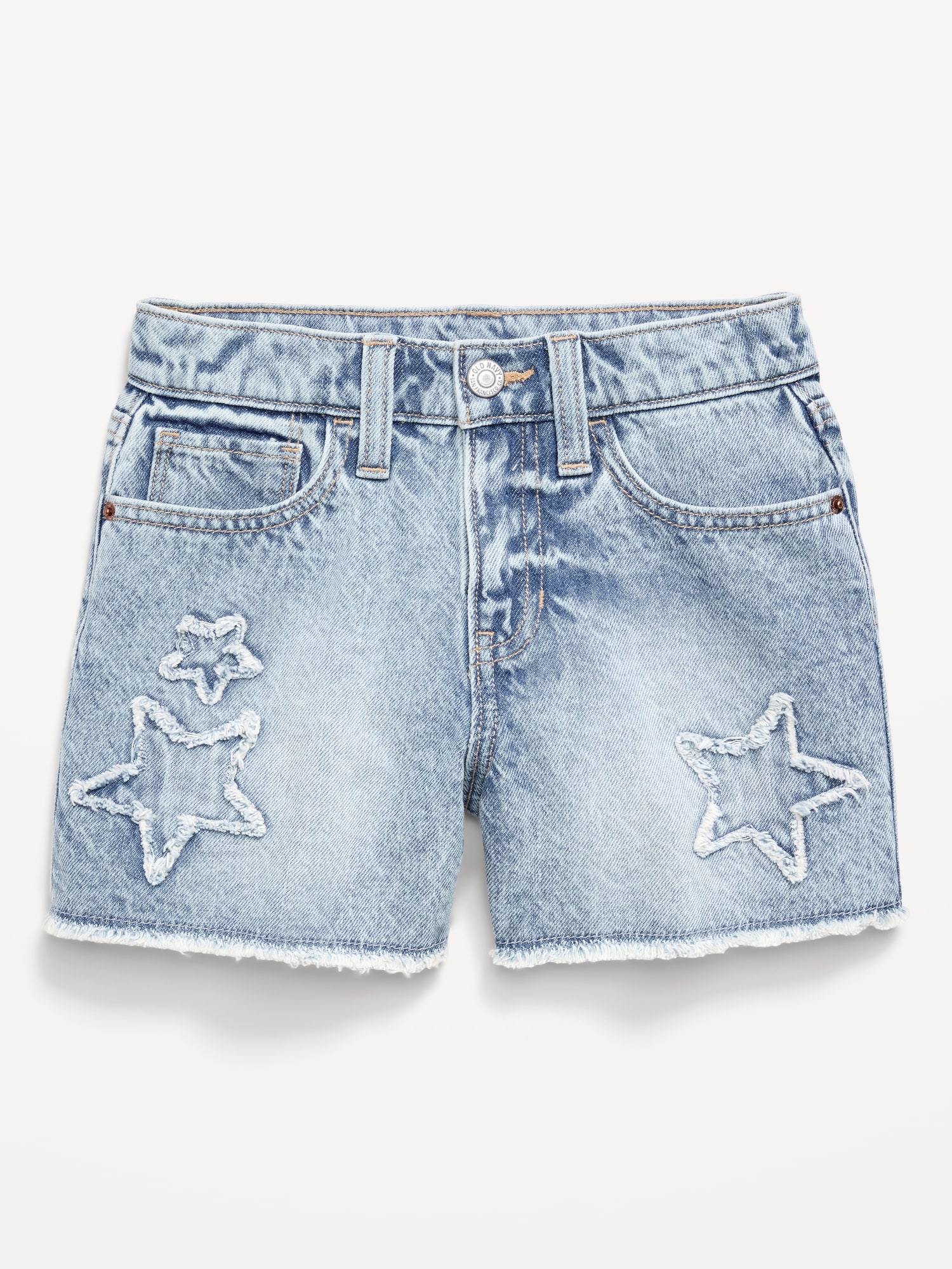 High-Waisted Frayed-Hem Jean Shorts for Girls