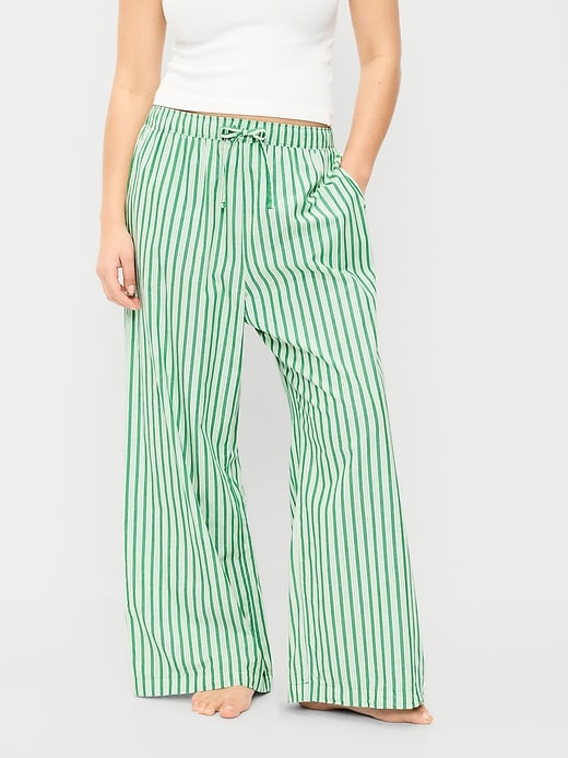 Image number 6 showing, Poplin Wide-Leg Pajama Pants