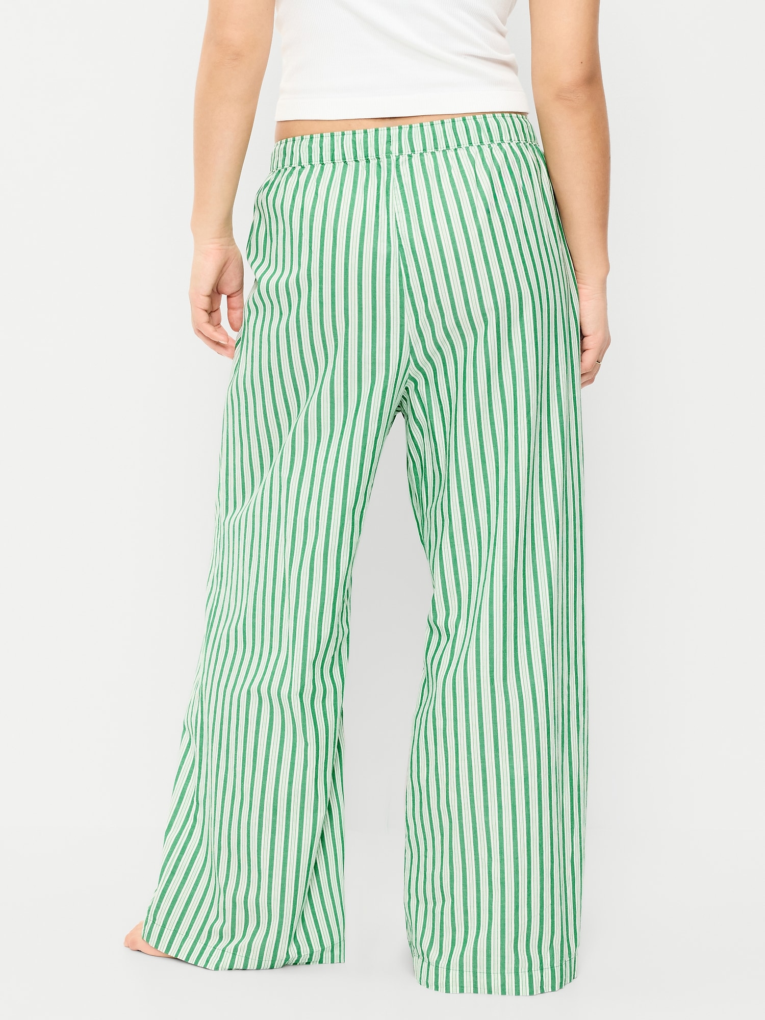 Poplin Wide-Leg Pajama Pants