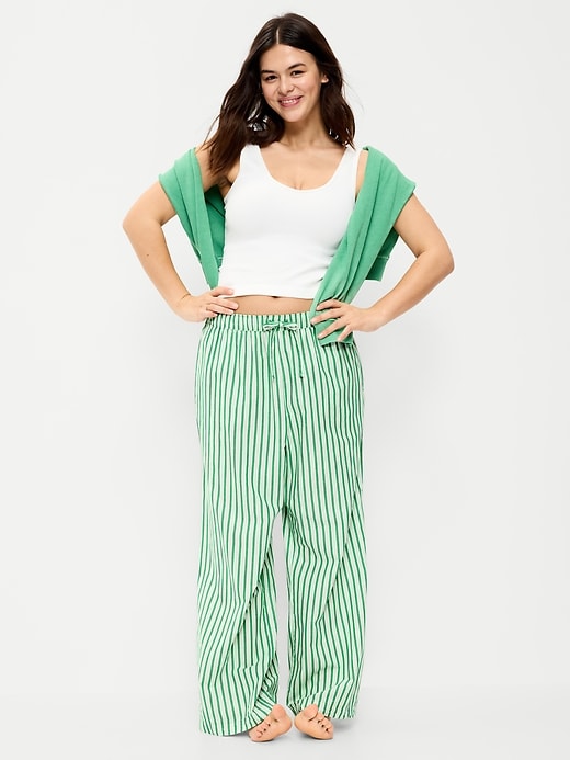Image number 3 showing, Poplin Wide-Leg Pajama Pants