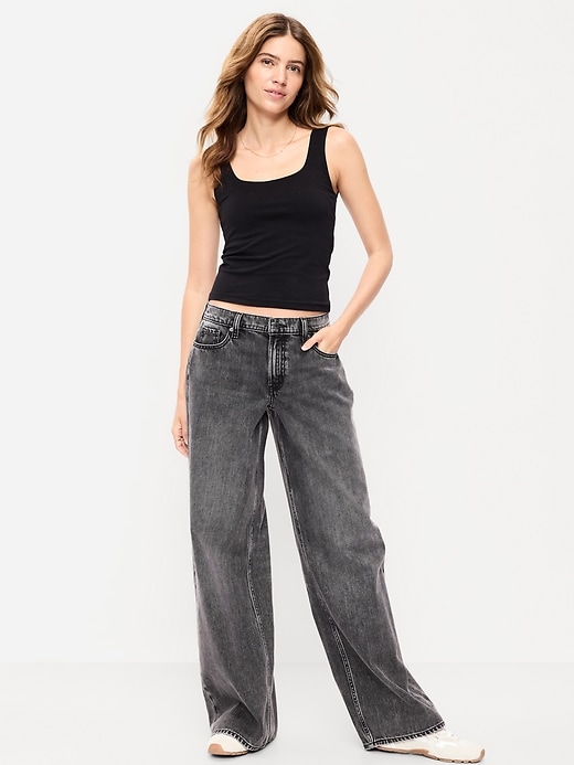 Image number 1 showing, Low-Rise Baggy Wide-Leg Jeans