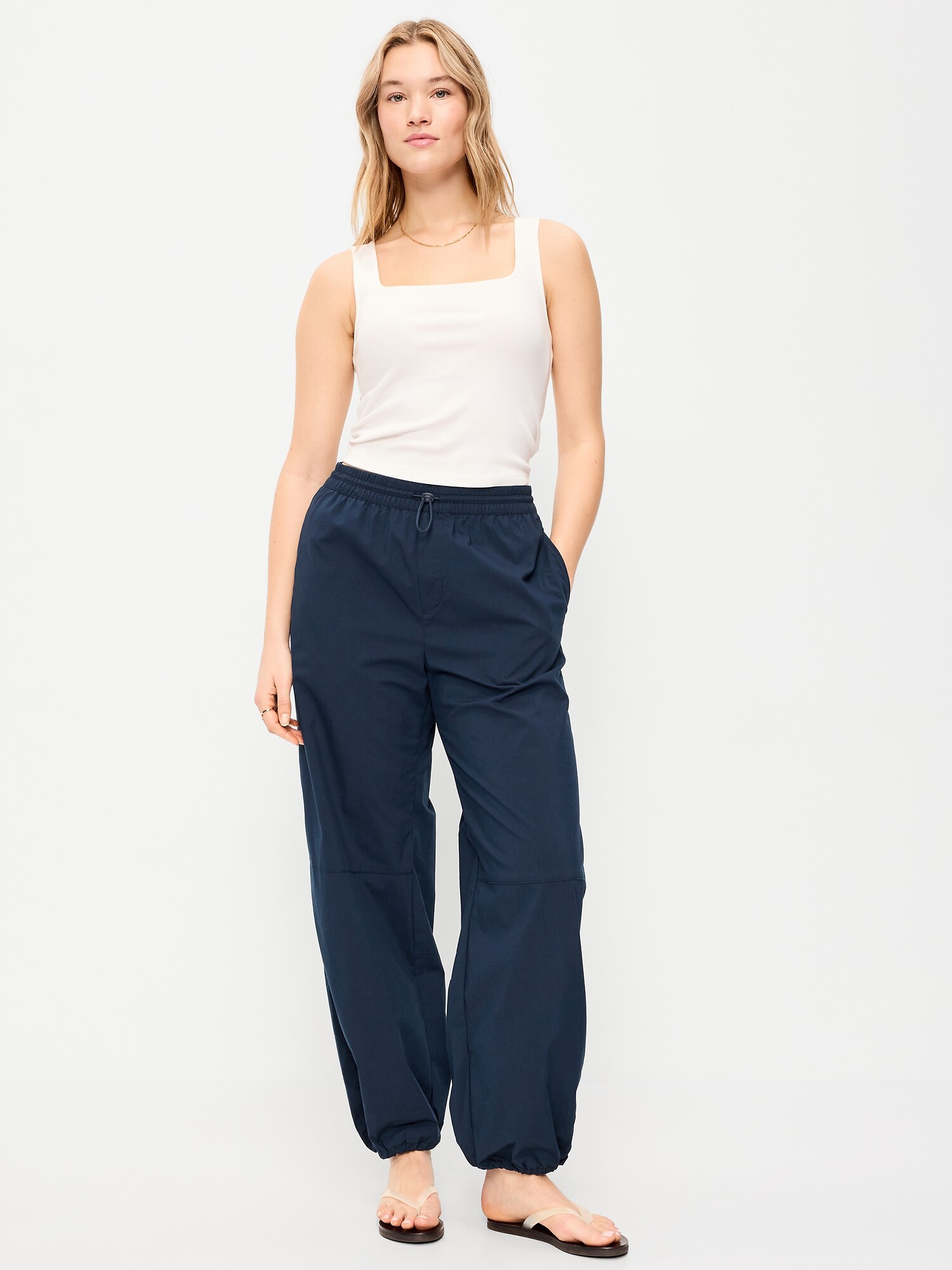 Женские брюки Old Navy Lightweight Pull-On Poplin Balloon, цвет: Тёмно-синий — фото 5