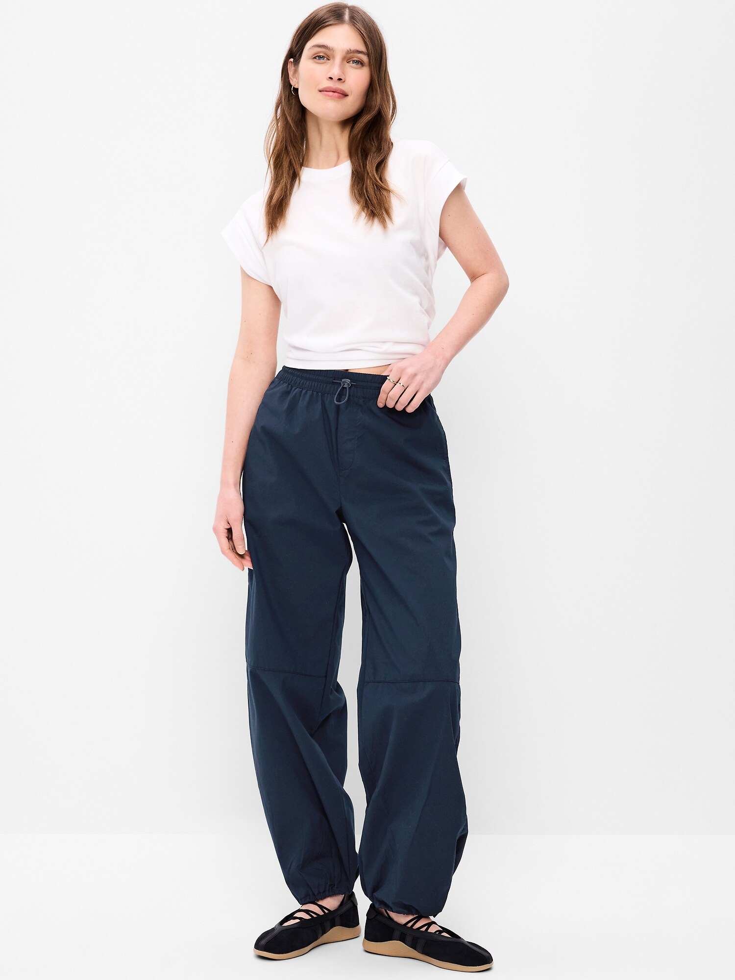 Женские брюки Old Navy Lightweight Pull-On Poplin Balloon, цвет: Тёмно-синий