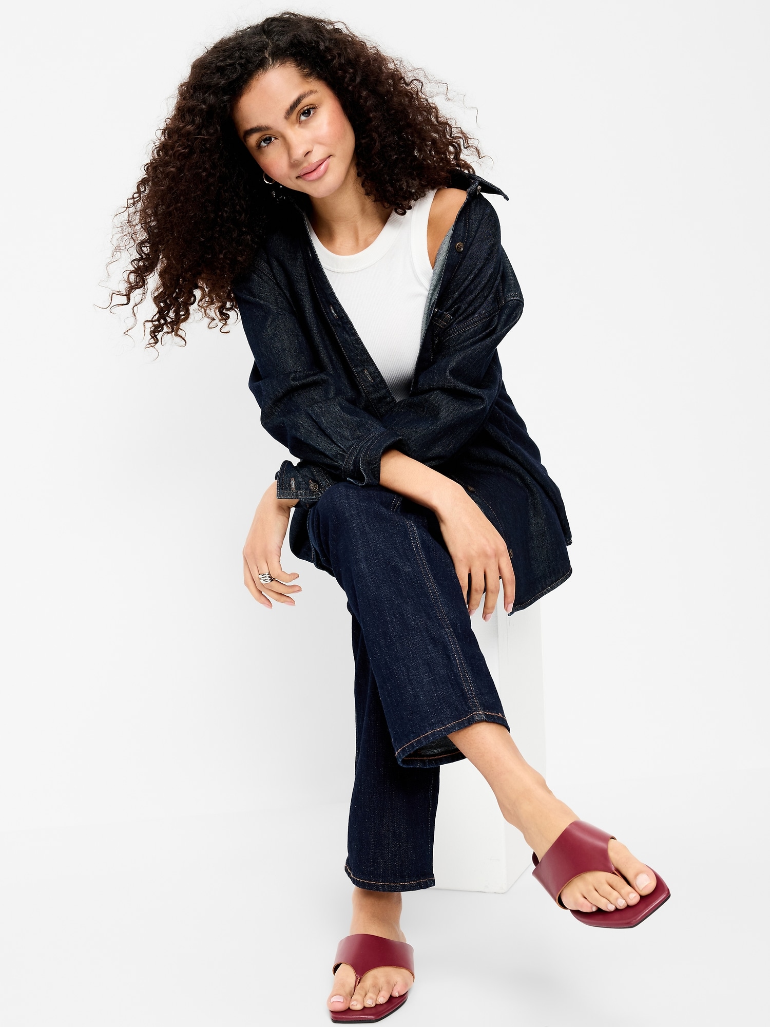 Faux-Leather Wide Thong Sandal for Women