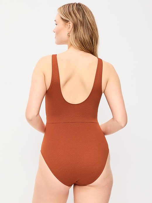 Image number 6 showing, Textured One-Piece Cut-Out Swimsuit